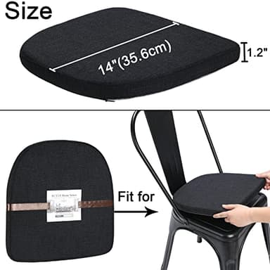 BUYUE Friendly Woven Fabric 14x14 Magnetic Cushions for Metal Chair Set of 4, Enhanced Anti-Slip Seat Pads for Dining Kitchen Café Stackable Chairs (U-Shape, Black, 4 Counts) - Image 4
