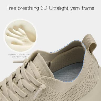 Women's Ultra Soft Walking Shoes Comfortable Breathable Cushioned Sneakers for Running Gym Tennis and Travel Beige - Image 6