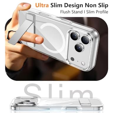 SPIDERCASE Magnetic for iPhone 17 Pro Max Case,with [3 Stand Ways] [Military Grade Drop Protection] with Invisible Stand Shockproof Slim Case for iPhone 17 Pro Max 6.9",Clear - Image 7