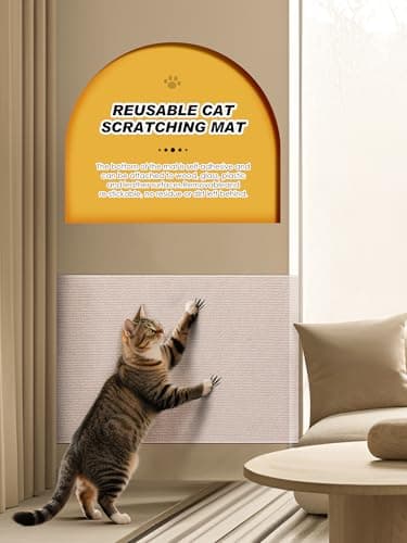 Minyii 78.7"x15.8" Cat Scratch Mat, Trimmable Self-Adhesive Carpet, DIY Climb Cat Scratcher for Furniture Couch or Wall Protector, Covering Cat Scratching Post Replacement Pads (Beige) - Image 6