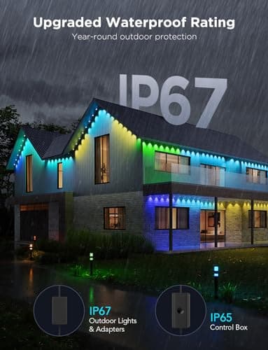 Govee Permanent Outdoor Lights Pro, 200ft with 120 RGBIC LED Lights for Daily and Accent Lighting, 75 Scene Modes for Outdoor Decor, IP67 Waterproof, Works with Alexa, Google Assistant, Matter, Black - Image 7