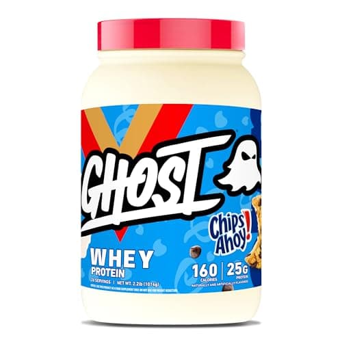 GHOST Whey Protein Powder, Chips Ahoy! - 2LB, 25G of Protein - Whey Protein Blend - ­Post Workout Fitness & Nutrition Shakes, Smoothies, Baking & Cooking - Cookie Pieces Inside - Image 1