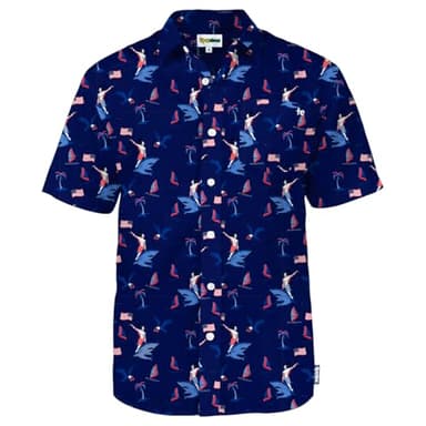 Tipsy Elves Blue Fin Riding Founder Patriotic Button Down Shirt for Men Size Small - Image 1