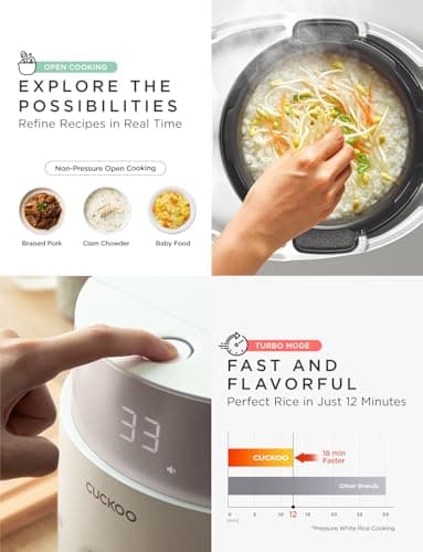 CUCKOO 6-Cup Uncooked / 12-Cup Cooked Induction Heating Twin Pressure Rice Cooker, 16 Menu Modes, Multi-Language Voice Guide, Versatile Grain Multi-Cooker & Pressure Cooker (CRP-LHTR0609FW) - Image 5