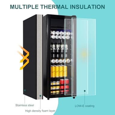 Cucina Magica 4.8 Cu.Ft Beverage Refrigerator, 155 Can Mini Fridge Glass Door, Adjustable Shelves, Drink Fridge, Suitable for Soda, Beer, Essential for Home/Bar - Image 5