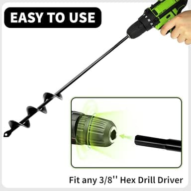 Auger Drill Bit for Planting – 3.5" x 16" and 1.6" x 16.5" Garden Auger Drill Bit for Cordless Drill,Efficient Planting Auger for Bulbs,Flowers,and Vegetables - Image 3