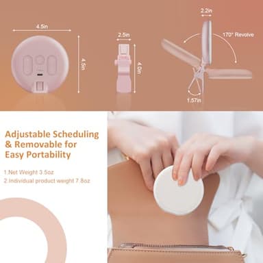 Anautin 60 LED Ring Light, Rechargeable Selfie With Front & Back Clip, 2500-6500K Portable Phone, Adjustable 3 Modes for iPhone, iPad, Tablet, Laptop, CRI97+, 90 Grams (Pink) - Image 3