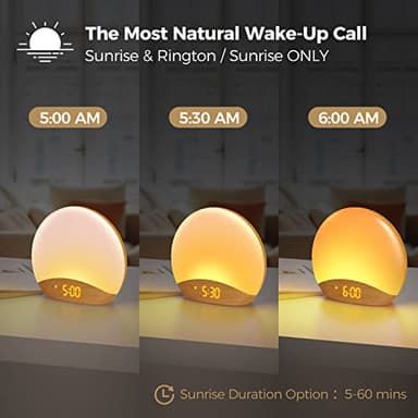 HOUSBAY White Noise Machine Sunrise Alarm Clock, Wake Up Light, Dimmable Night Light, 26 Natural Sounds, Gentle Wake up & Sound Machine for Sleeping, Adults, Kids, Baby-Wooden - Image 3