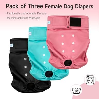 Paw Legend Washable Reusable Female Dog Period Diapers for Heat Doggie Puppy Diapers for Female Dogs (3 Pack,X-Small) - Image 2