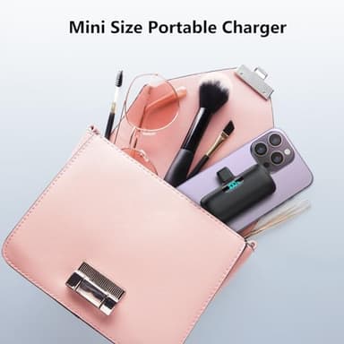 Mini Portable Charger USB C Power Bank,Upgraded 5000mAh PD Fast Charging Battery Pack Built-in USB-C Connector,LCD Display,Compatible with iPhone16,16 Plus,16Pro/Max/15,iPad Pro/Air,Android Phone etc - Image 3