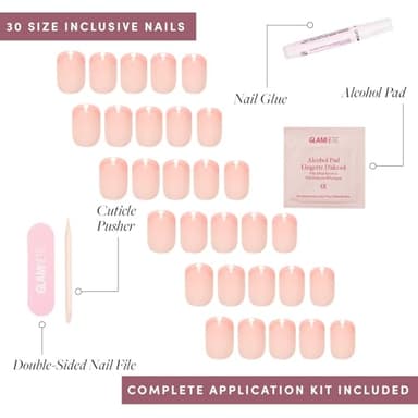 Glamnetic Press On Nails - French Peach | Super Short Round Fake Nails with Pastel Peach French Tips and Glossy Finish, Salon Quality | 15 Sizes - 30 Nail Kit with Glue - Image 4