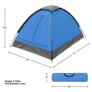 2 Person Camping Tent with Rain Fly and Carrying Bag - Lightweight Outdoor Tent for Backpacking, Hiking, or Beach Use by Wakeman Outdoors (Blue) - Image 8