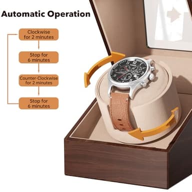 Racokky Automatic Single Watch Winder Box for Rolex and Other Watches, Ultra Quiet Japanese Motor, Self Winding Rotating Wooden Watch Case, Battery or Type-C Powered, Premium Watch Box for Men and Women - Image 6