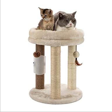 MECOOL 4in1 Small Cat Tree,Scratching Post with Tower Soft Bed, Sisal Carpet Jute Posts with Three Hanging Ball Toys and Massage Brush for Indoor Cats and Kittens - Image 9