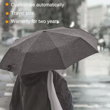 SIEPASA Compact Travel Umbrella - Windproof Auto Open/Close, Small Folding Umbrella for Rain - Lightweight & Durable with Fiberglass Frame, Waterproof Canopy - Fits Backpack, Purse, Suitcase. (Black) - Image 7