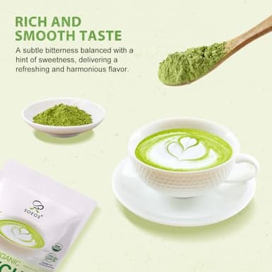 Soeos Organic Matcha Powder, Matcha Green Tea Powder, 2 oz (2 Pack), Total 4 oz, Antioxidant-Rich Japanese Matcha for Lattes, Smoothies and Baking, Recyclable Bags - Image 6