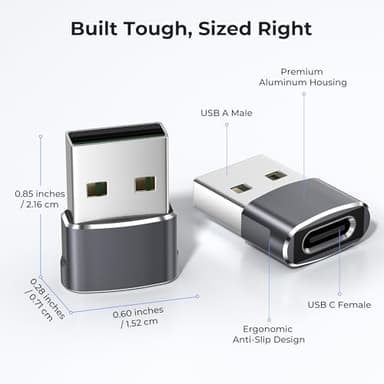 Basesailor USB to USB C Adapter for iPhone 17 Pro Max,16 e 15 Charger Adapter 3Pack,USBC Female to USBA Male,Type C Converter for Apple Watch iWatch S11 SE,AirPods Pro 3,iPad mini Air,Samsung S25 S24 - Image 5