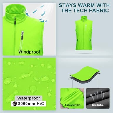 33,000ft Men's Windproof Lightweight Golf Vest Outerwear with Pockets, Softshell Sleeveless Jacket for Running Hiking Sports - Image 4