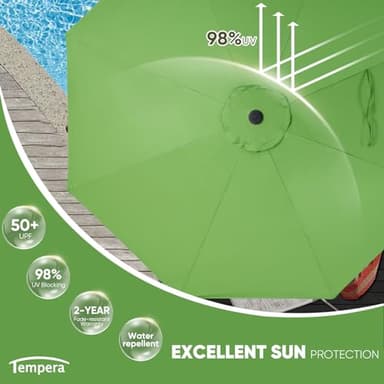 Tempera 10ft Patio Market Outdoor Table Umbrella with Push Button Tilt and Crank,Large Sun Umbrella with Sturdy Pole&Fade Resistant Canopy,Easy to Set,Green - Image 2