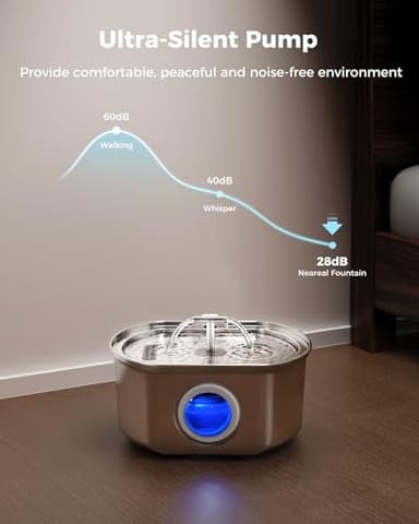 Cat Water Fountain Stainless Steel - Pet Drinking Fountain for Cats Indoor - 3.2L/108oz Automatic Water Dispenser with Watering Level Window (4 Filter) - Image 4