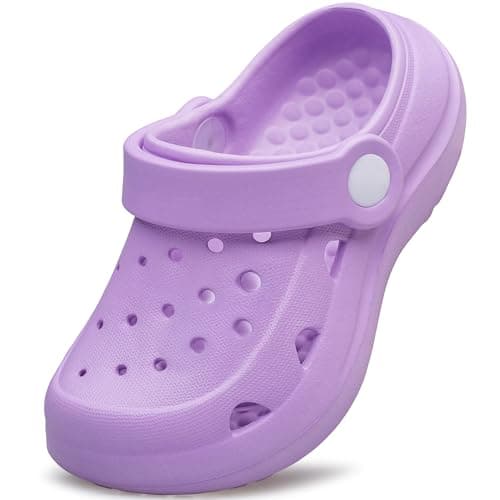 Toddler Clogs Girls Garden Shoes Kids Cartoon Slides Sandals Slippers Unisex Child Beach Water Clogs Indoor Outdoor Purple Toddler Size 9 - Image 1