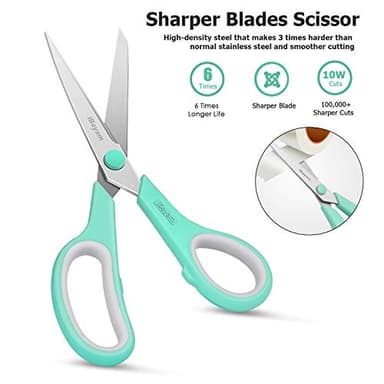 Scissors, iBayam 8" All Purpose Scissors Bulk 3-Pack, Ultra Sharp 2.5mm Thick Blade Shears Comfort-Grip for Office Desk Accessories Sewing Fabric Home Craft Teacher School Supplies, Right/Left Handed - Image 4