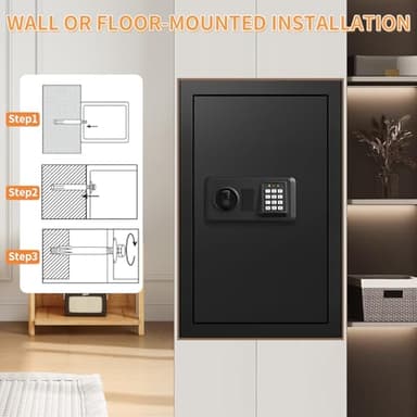 5.0 Cub Large Home Safes Fireproof Wterproof, Anti-theft Fireproof Safe with Programmable Keypad, Spare Keys and Alarm Systerm, Digital Home Security Safe Box for Document Money Medicines - Image 7