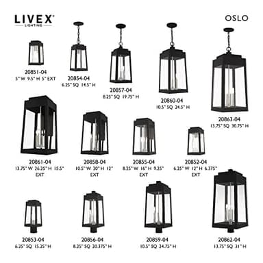 Livex Lighting 20852-04 Oslo - 12" One Light Outdoor Wall Lantern, Black Finish with Clear Glass - Image 5