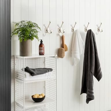 khtumeware Wall Hooks,5 Pack Coat Hooks Hardware Towel Hooks for Hanging Coats Polished Nickel Robe Hooks Wall Mounted with Screws for Key, Towel, Bags, Cup. - Image 5