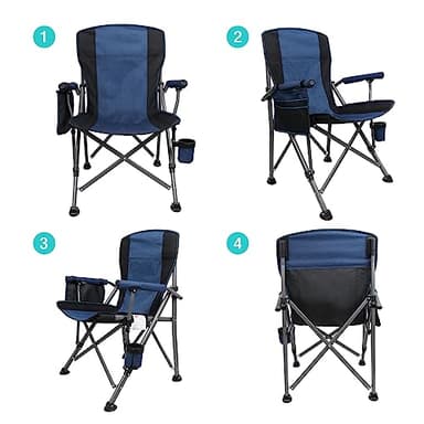 Camping Chair for Adults 2 Pack Heavy Duty Outdoor Patio Lawn Chairs Portable Support 350 LBS High Back Padded Oxford with Armrests, Storage Bag, Cup Holder, for Outside Fishing, Camping, 2PCS - Image 6