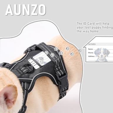 AUNZO Dog Harness Medium Sized Dog, No Pull Pet Harness with Metal Front Clip Control, Adjustable Dog Vest for Easy Walking, Breathable Oxford Material, Reflective Strips, Black, M - Image 6