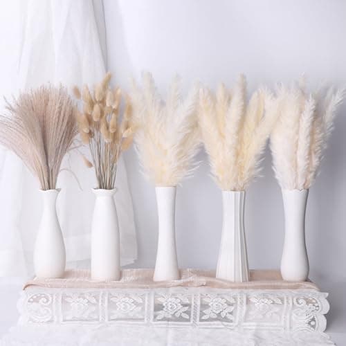 Colorful Pampas Grass Decor – White Dried Arrangements for Weddings, Baby Showers, and Home Decor. 17” Centerpiece (No Vase). - Image 1
