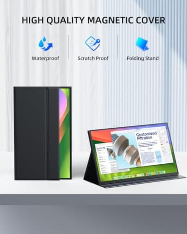 UPERFECT Portable Monitor 18.5 inch 120Hz 100% sRGB 1080P Portable Laptop Display w/Smart Cover, VESA & Speakers, Frameless IPS HDR Gaming Monitor USB-C HDMI Travel Second Monitor - Image 7