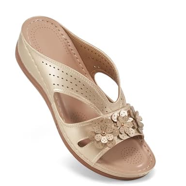Ecetana Sandals for Women Wedge Shoes: Slip On Dressy Summer Comfortable Slides Sandals Lightweight Memory Foam Platform Shoes - Image 1
