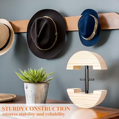 Hat Stretcher, Cowboy Hat Stretcher for Fitted Hats, Adjustable Stretched Size 7 to 8 3/8, Hats Jack Fits All Kind of Caps - Lever Principle Wrench, Wooden Extender Widener for Cowboy Baseball Caps - Image 7