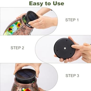 Twirleternity 2PCS Butterfly Outdoor Solar Lanterns Glass & Metal Tabletop Lamp with Hollowed-Out Design Waterproof Hanging Light for Garden Patio Mother's Day Gift, 7" W x 15.3" H - Image 7