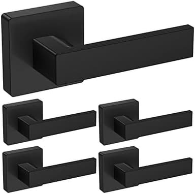 TICONN Dummy Door Handle, Heavy Duty Reversible Square Dummy Door Lever for Indoor, Bedroom, Closet (5 Pack, Rear Mount, Matte Black - Image 3