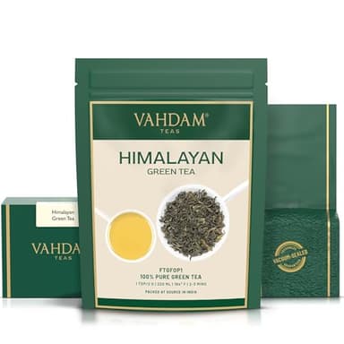 VAHDAM, Himalayan Green Tea Leaves (50+ Cups, 3.53 Oz) Non GMO, Gluten Free | High Elevation Grown Green Tea Leaves From Himalayas | Pure Unblended Single Origin Green Loose Leaf Tea | Vacuum Sealed - Image 8