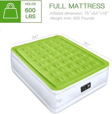 YENING Full Size Air Mattress with Built in Pump Raised Double Blow up Bed Inflatable Camping Airbed Electric 18 Inch Tall - Image 2
