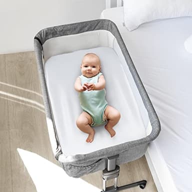 Satin Bedside Sleeper Sheet 2 Pack - Fits Most Bassinet & Crib Mattresses, Satin Bassinet Sheets for Baby Hair (33"x20"x5") - Silk Baby Sheet for Boys & Girls - White - Image 6