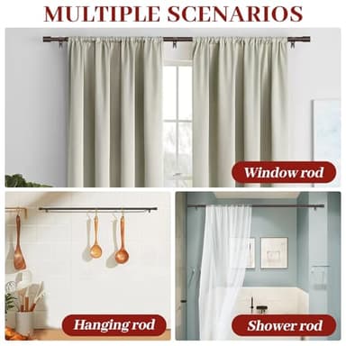Kuianroll Heavy Duty Curtain Rods for Windows 66 to 120 Inch(2.5-10ft), 1 inch Diameter Long Curtain Rod with Brackets,Adjustable Bronze Curtain Rod for Living room,Bedroom(Bronze,30" to 120") - Image 6
