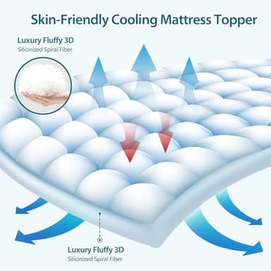 CYMULA Queen Mattress Topper for Back Pain - Extra Thick Cooling Mattress Pad Cover for Queen Size Bed - Soft Mattress Protector Pillow Top with 8-21 Inch Deep Pocket 3D Snow Down Alternative Fill - Image 3