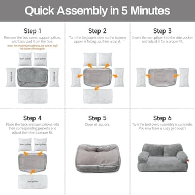 MEWOOFUN Cat Bed for Indoor Cats, Washable Dog Beds for Small Dogs & Cats with Removable Cover, Fluffy Cat Couch with Non-Slip Bottom (Grey, 26.0" L X 19.0" W X 13.0" Th) - Image 8