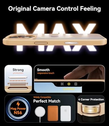 JUESHITUO for iPhone 16 Pro Max Case with Camera Control Button, with 2X Screen Protector [Compatible with MagSafe] [Not-Yellowing] Slim Clear Protective Magnetic Phone Case 2024 (6.9''), Desert - Image 5