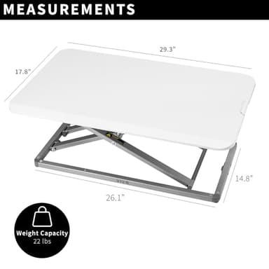 VIVO Economy Single Top Height Adjustable 29 inch Standing Desk Converter, Sit Stand Tabletop Monitor and Laptop Riser Platform Workstation, White, DESK-V000UW - Image 3