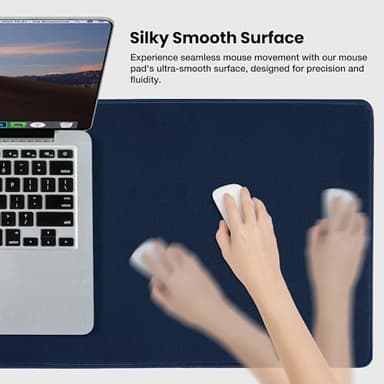 ALOANES Waterproof Mouse Pad with Durable Stitched Edge, XXXL gaming Keyboard Pad, Non-Slip Rubber Base Mouse Mat, Extended Desk pad for Gamer, Office & Home, Dark Blue Mousepad 35.4''x 15.7''x 0.12'' - Image 2