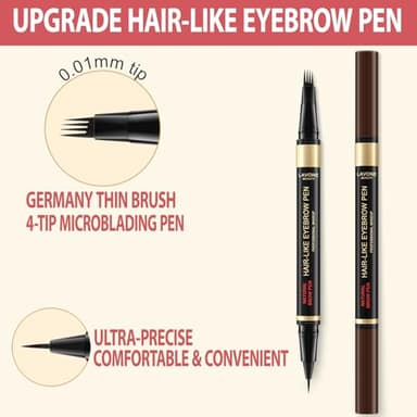 Eyebrow Pen Kit, with Microblading Eyebrow Pen, Eyebrow Gel, Eyeliner, Eyebrow Brush, Eyebrow Pencils for Women, Waterproof, Smudge Proof, Long Lasting Makeup Formula - Dark Brown - Image 2
