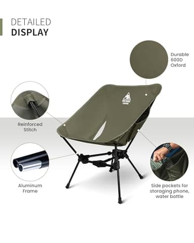 ONETIGRIS Tigerblade Camping Chair, Lightweight Folding Backpacking Hiking Chair, Compact Portable 330 lbs Capacity - Image 4