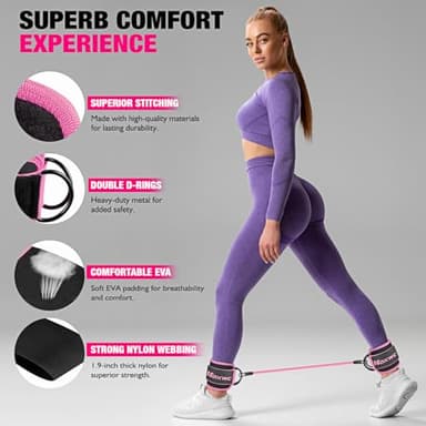 HOXWC Ankle Resistance Bands with Cuffs, Ankle Bands for Working Out, Ankle Resistance Band for Leg, Booty Workout Equipment for Kickbacks Hip Fitness Training, Exercise Bands for Butt Lift Women - Image 4
