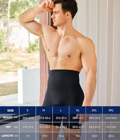 TAILONG Mens Shapewear Tummy Control Underwear Compression Shorts Slimming Body Shaper Leg Boxer Briefs Black - Image 6